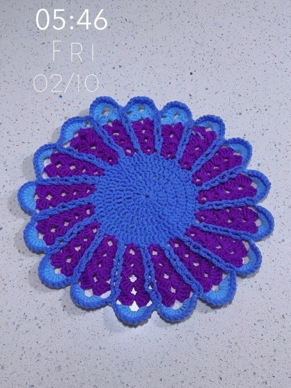 Blue & Purple Crochet Flower Decor